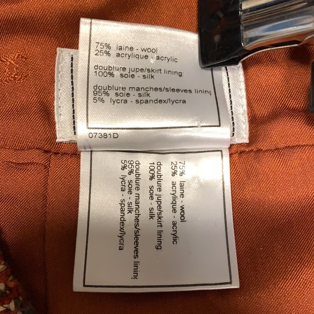 Chanel Boutique vintage skirt from fall/winter 1998 Orange & brown tweed pattern - Picture 7 of 7